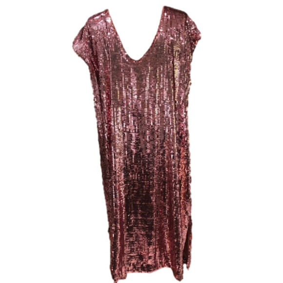 NWT Anthropologie Maeve Kara Pink Sequin Shift Dress, Size Medium - Picture 5 of 13
